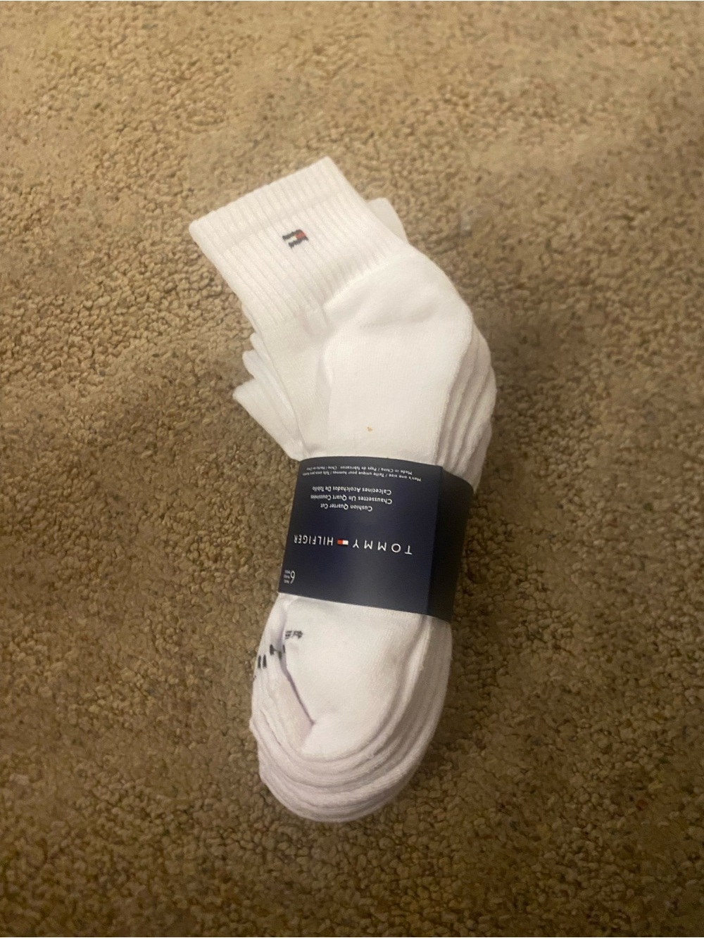 Tommy Hilfiger White Crew Athletic Socks with Signature Flag
